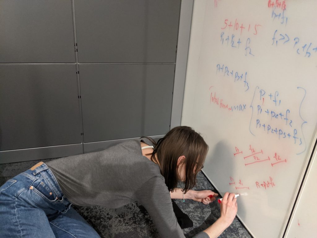 Anushri Arora took this photo of Olha Maslova while they were working on an Analysis of Algorithms problem set at the DSI lounge in late February 2020 - just before the "Stay at Home" story began.