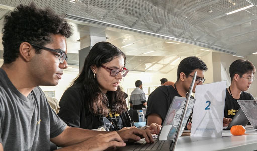 students at hackathon