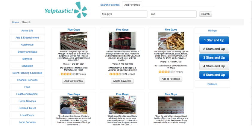 YelpTastic screenshot